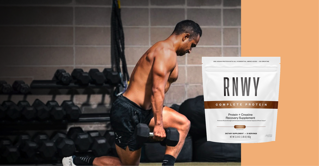 RNWY Complete Protein, athlete working out and building muscle.