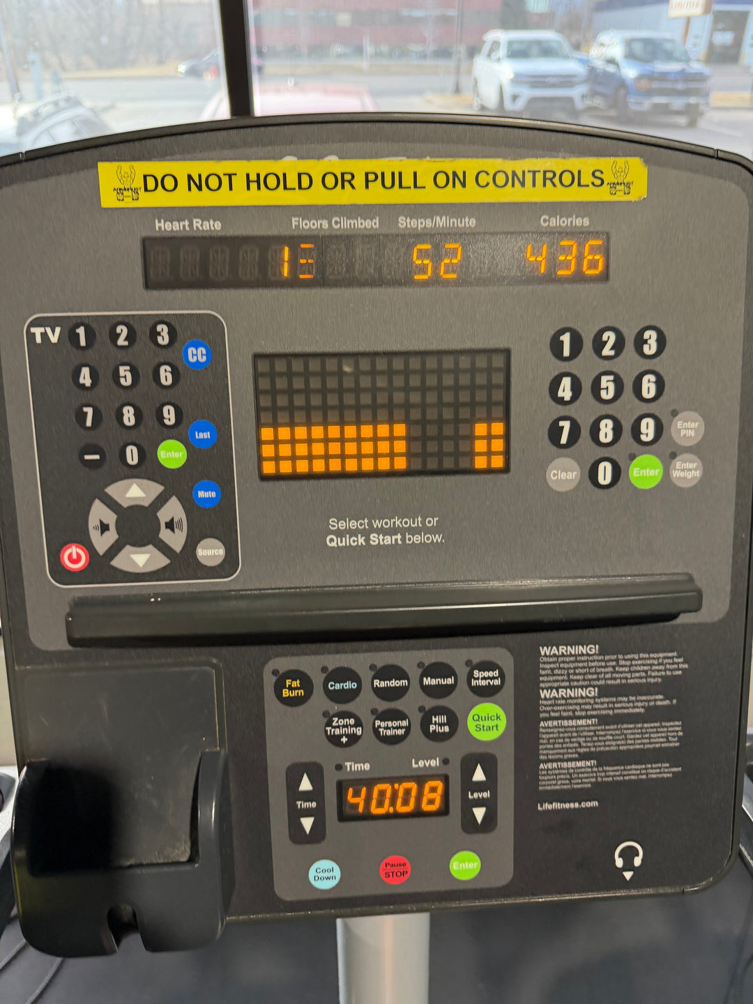 StairMaster workout showing controlled heart rate during zone 2 cardio training