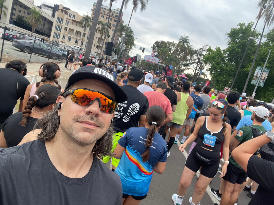 Dan Caron, co-founder of RNWY, at the start of a local endurance race