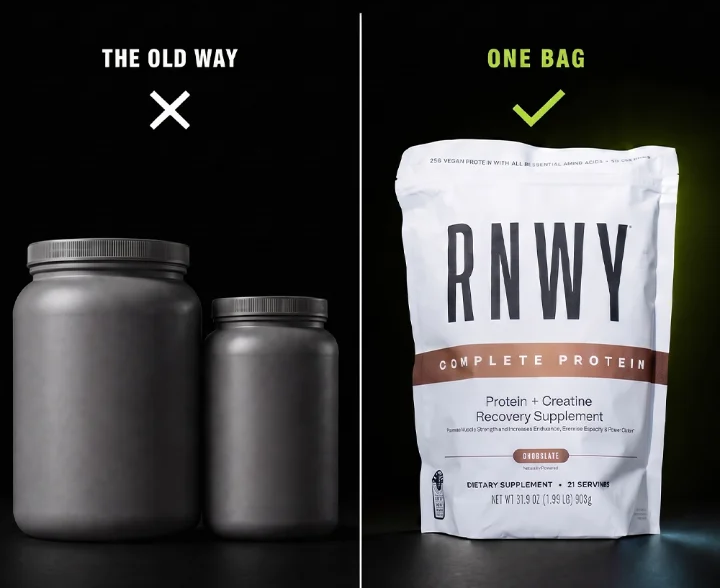 The old way, four tubs, versus one RNWY bag